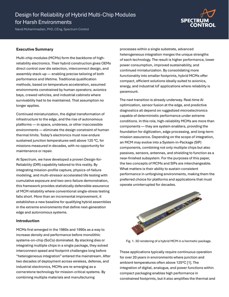 Design for Reliability of Hybrid Multi-Chip Modules
