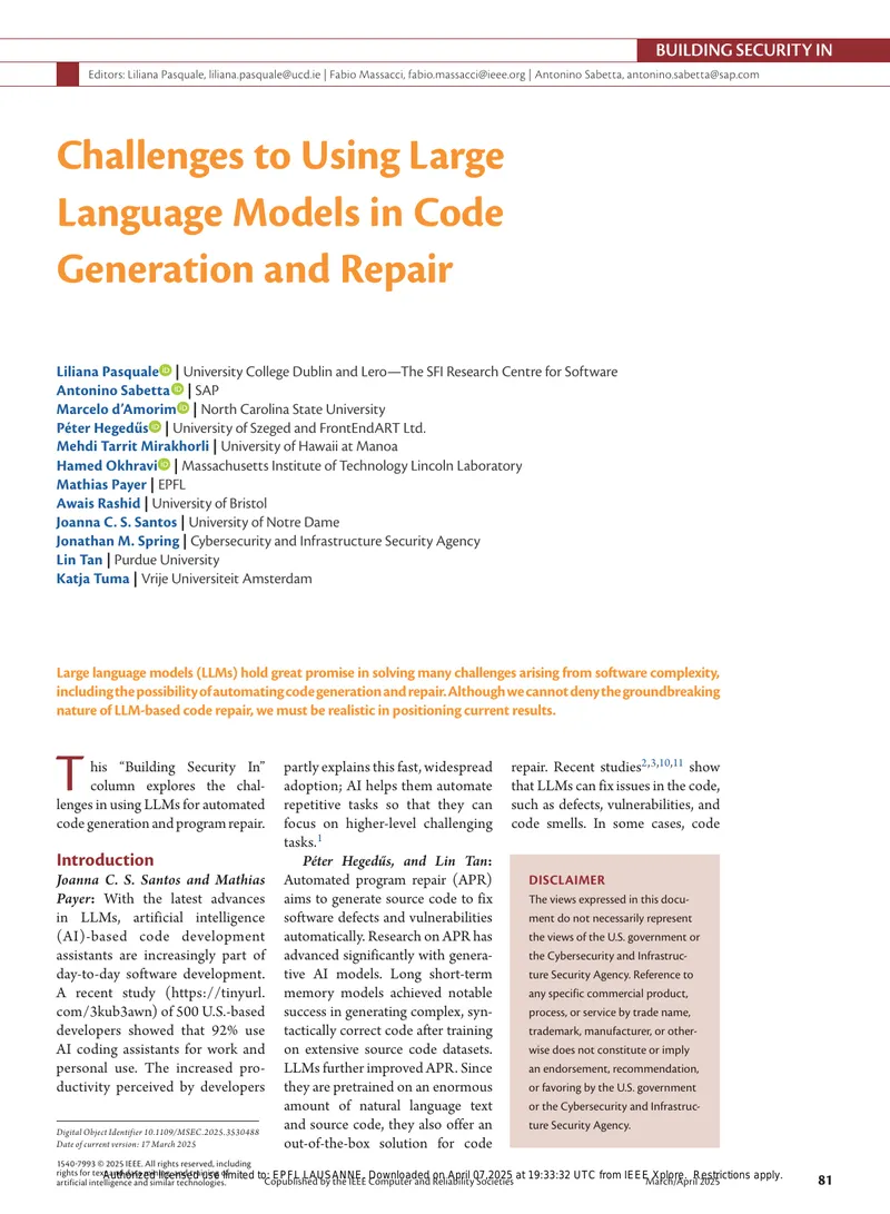 Challenges in Using Large Language Models for Code Repair preview page 1
