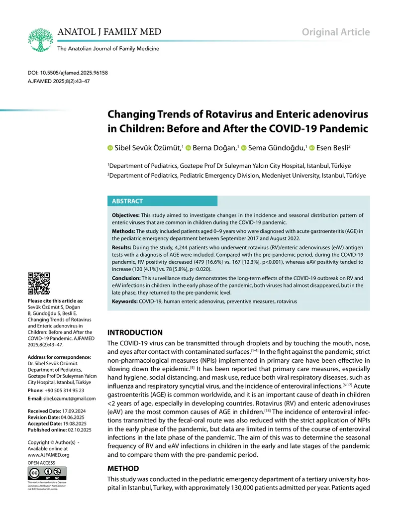 Changing Trends of Rotavirus and Enteric Adenovirus Infections in Children