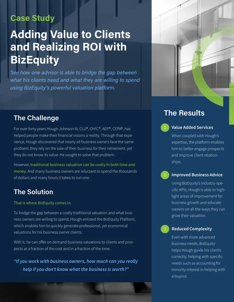 Case Study on BizEquity Valuation Platform