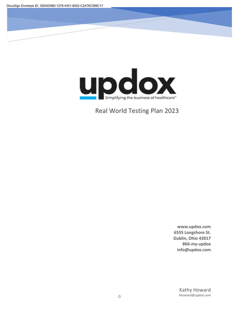 2023 Real World Testing Plan for Updox Certified Health IT
