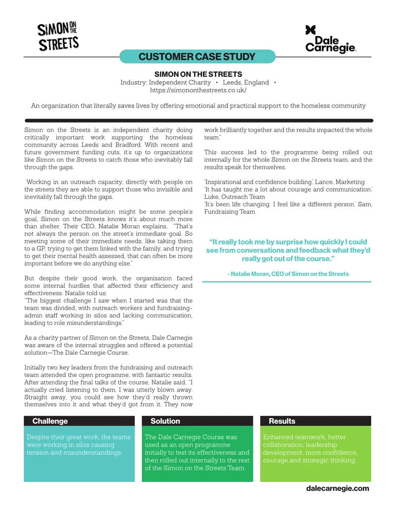 Simon on the Streets Charity Case Study