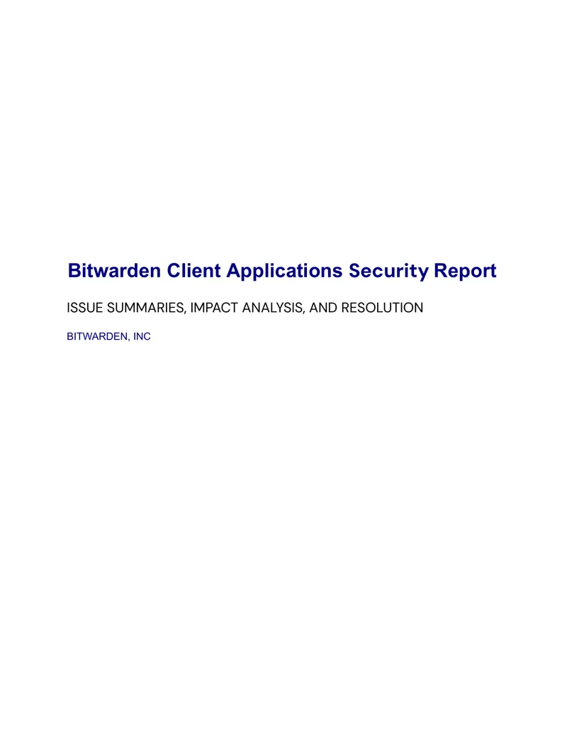 Bitwarden Client Applications Security Report