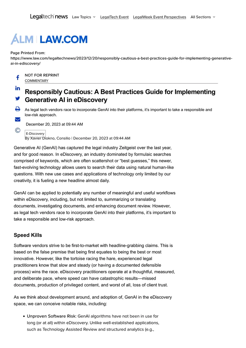 Best Practices for Implementing Generative AI in eDiscovery