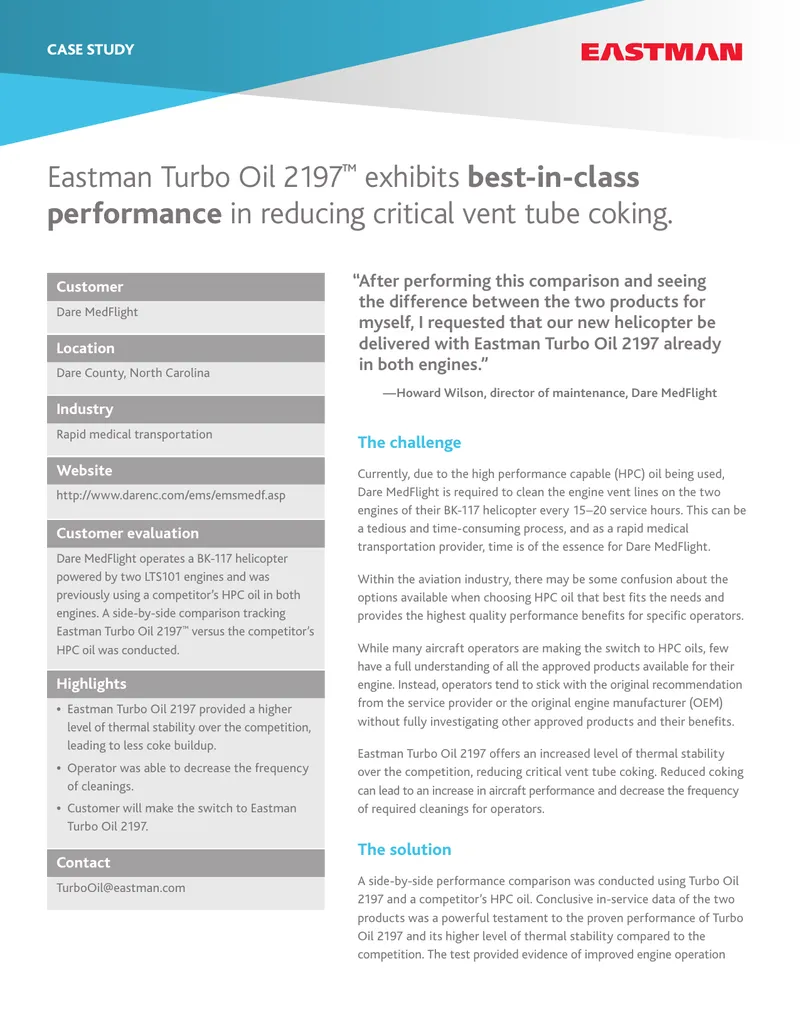 Performance Comparison of Turbo Oil 2197 in Aviation