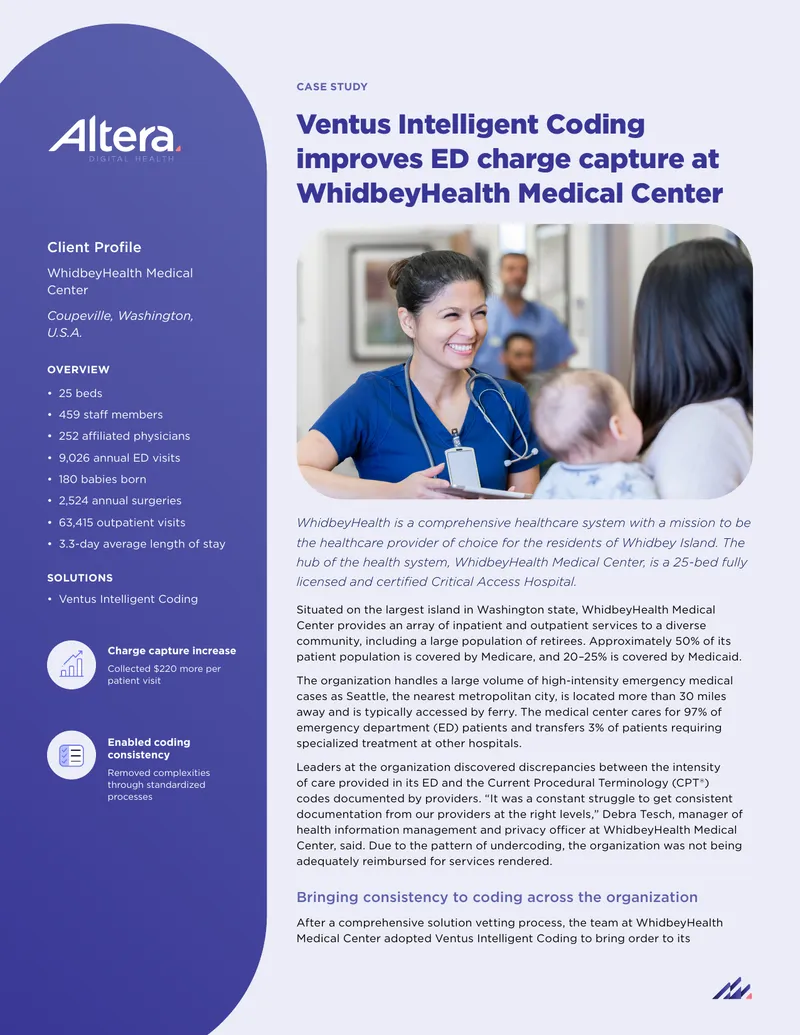 Ventus Intelligent Coding Implementation at WhidbeyHealth