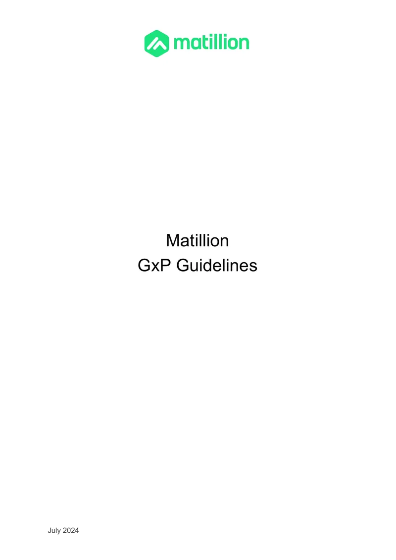 Matillion GxP Compliance Guidelines Document