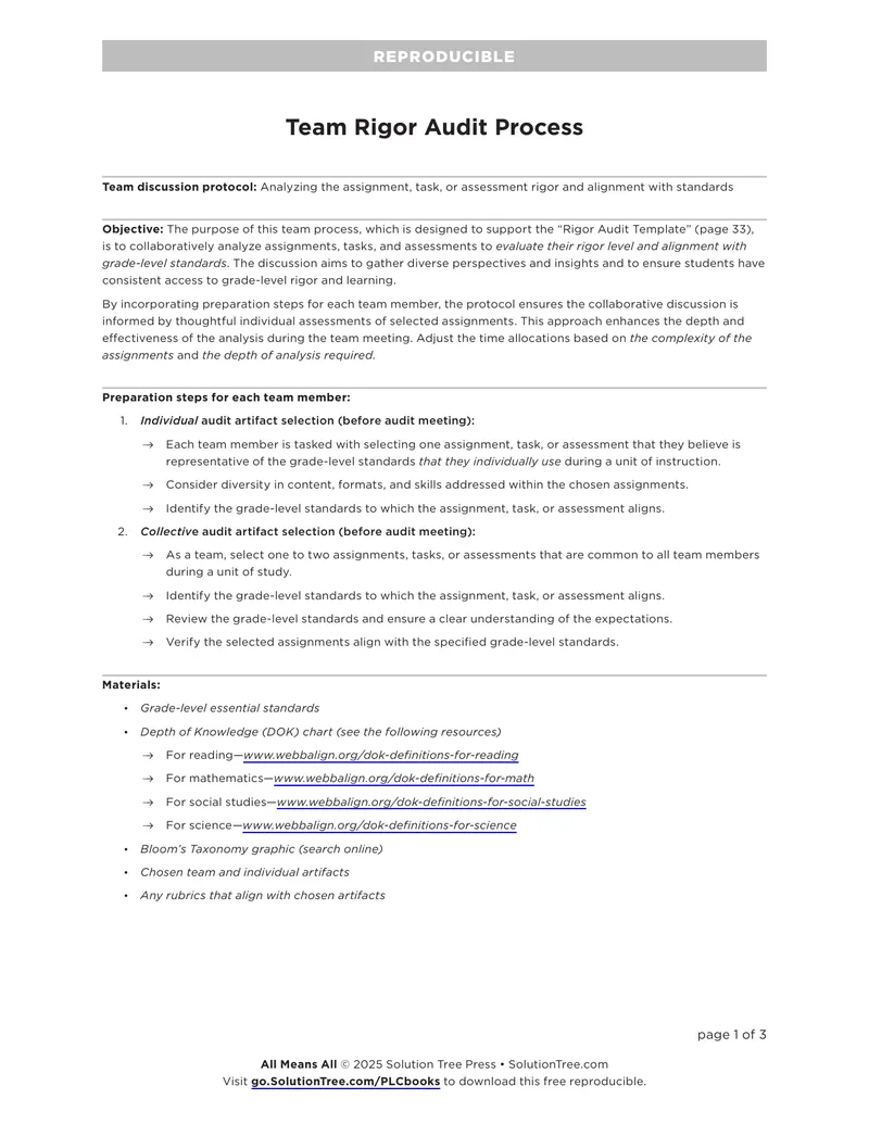 Team Rigor Audit Process Guide