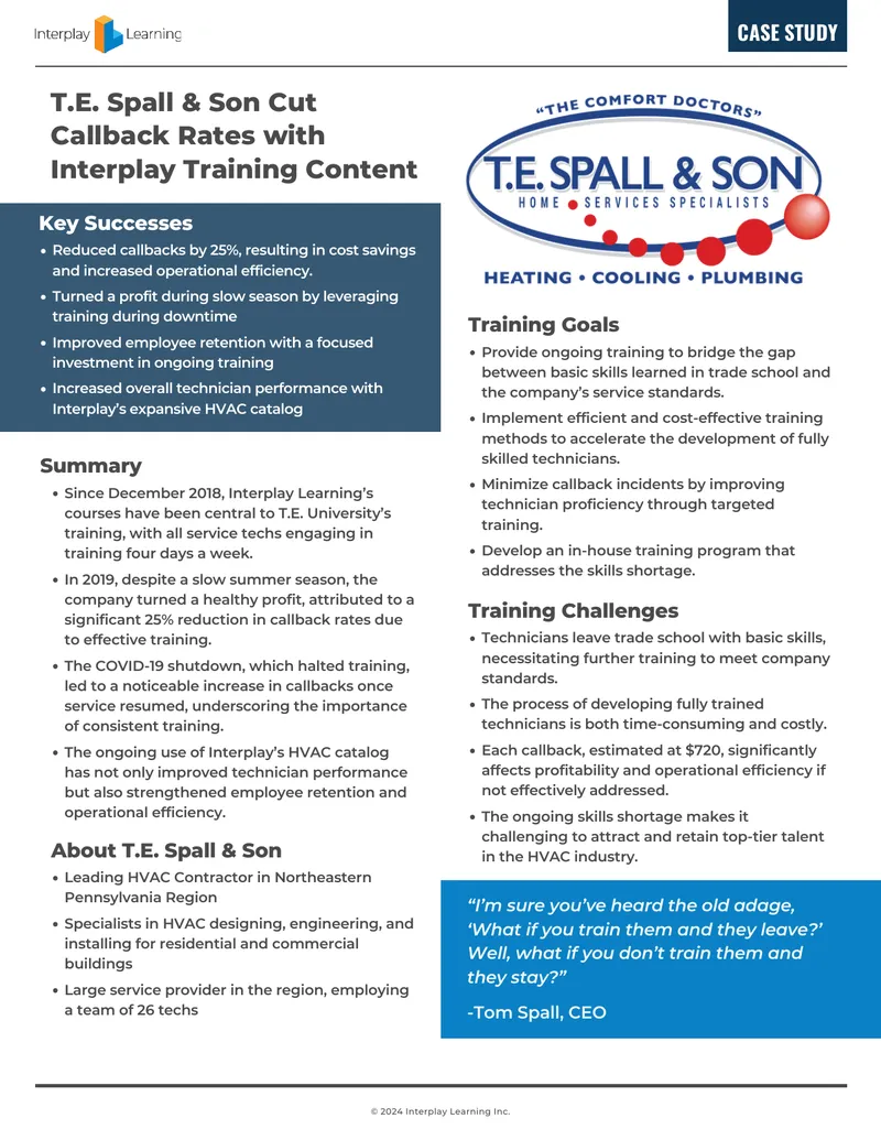 T.E. Spall & Son Case Study on Training Impact