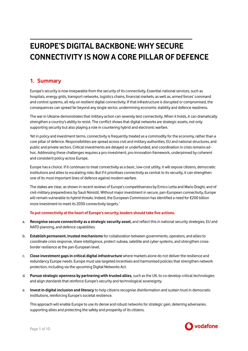 Secure Connectivity as a Pillar of European Defence