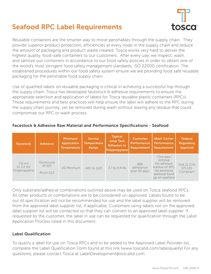 Seafood RPC Label Requirements and Guidelines
