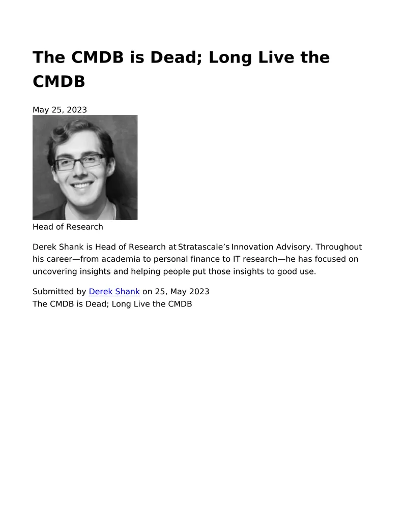 Configuration Management Database Challenges and Opportunities