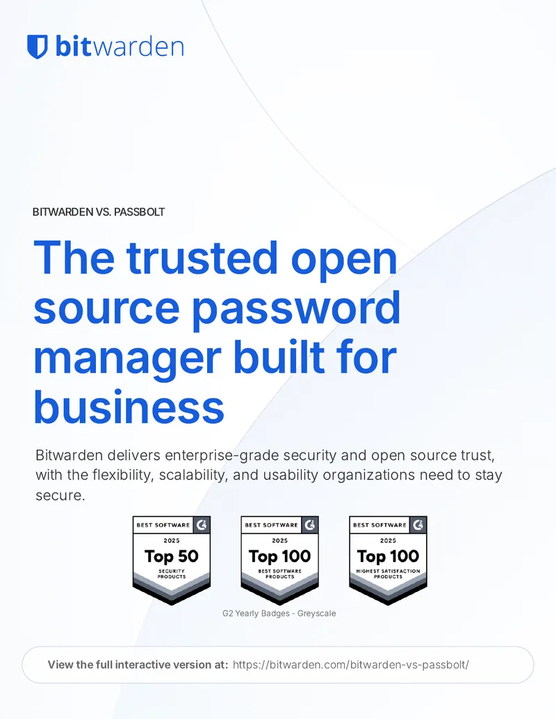 Bitwarden vs Passbolt Feature Comparison