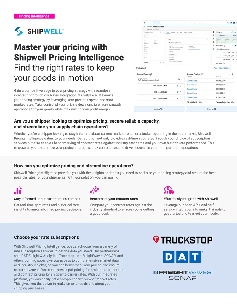 Shipwell Pricing Intelligence Overview