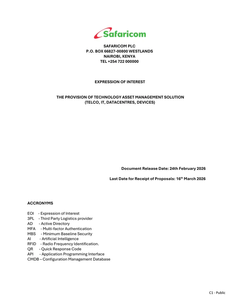 Technology Asset Management Solution Expression of Interest