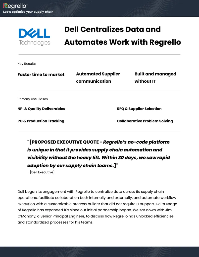 Dell Supply Chain Automation with Regrello
