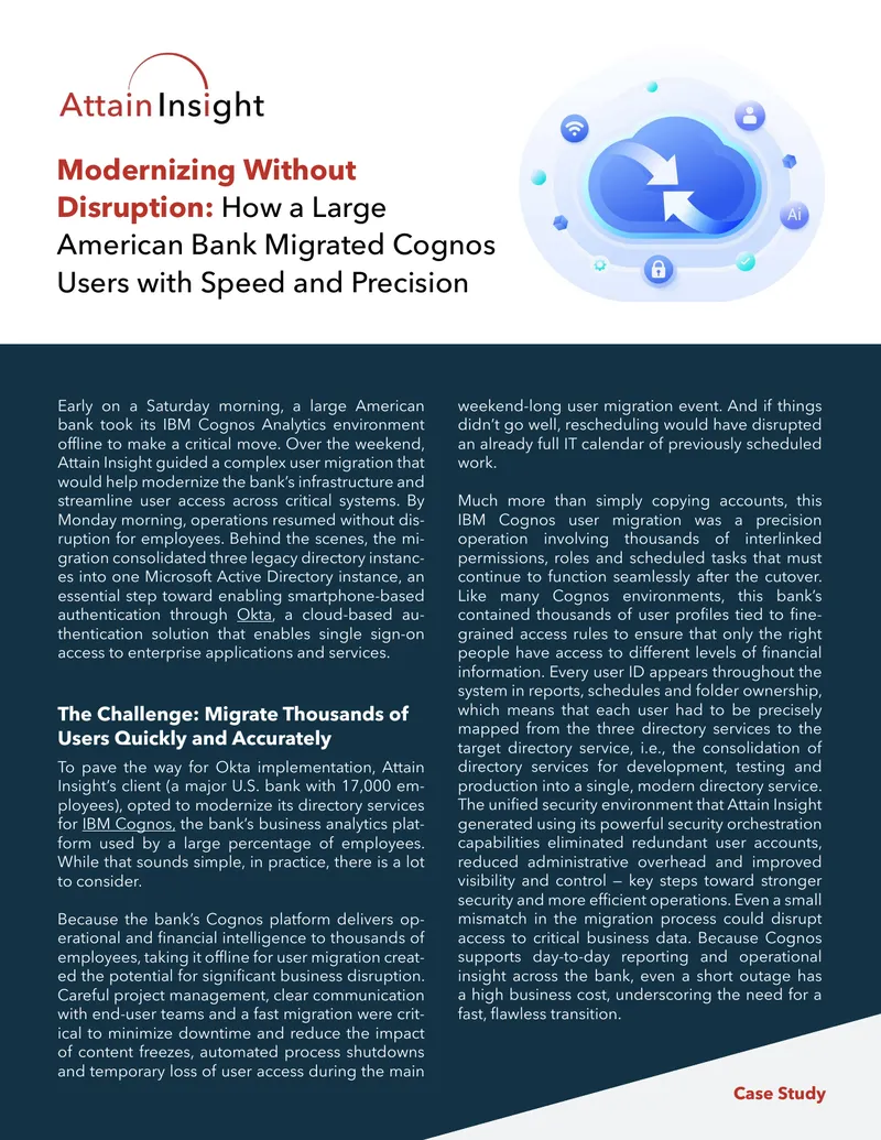 Large American Bank Cognos User Migration Case Study