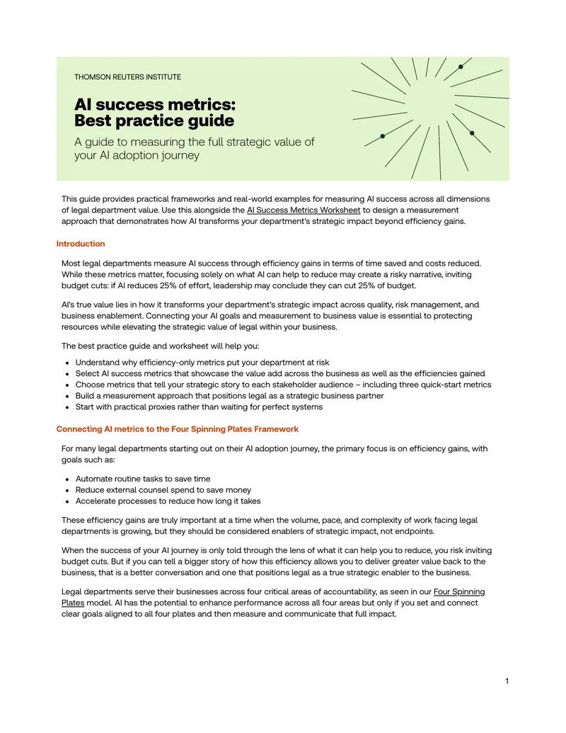 Guide to Measuring AI Success in Legal Departments