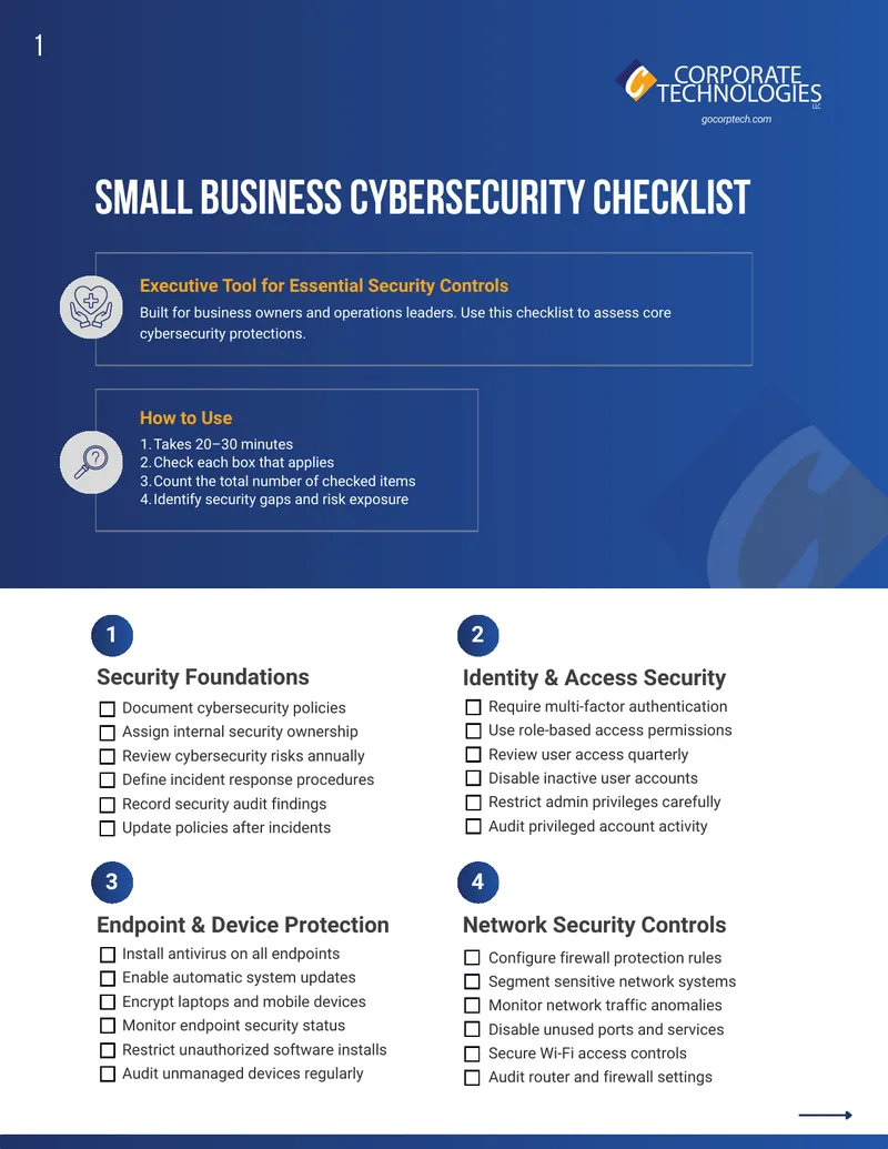 Small Business Cybersecurity Checklist