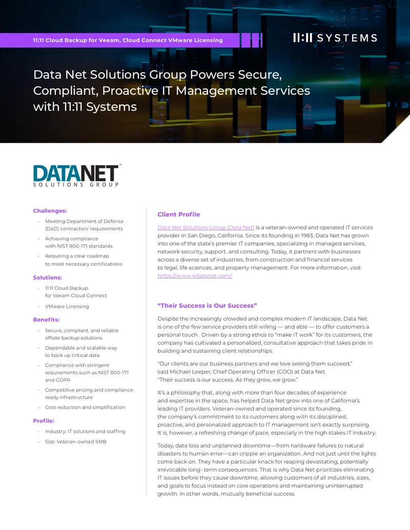Data Net Solutions Group Case Study on IT Management Services