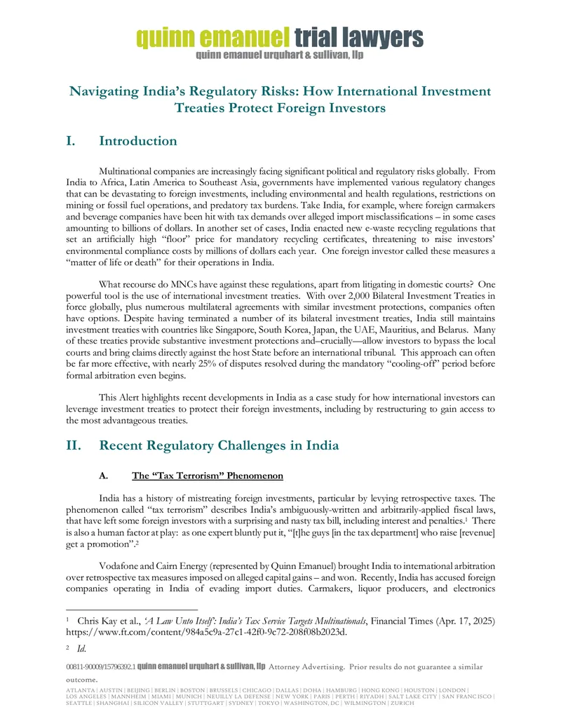 Navigating India's Regulatory Risks for Foreign Investors