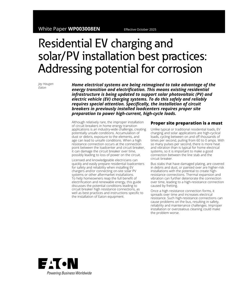 Residential EV Charging and Solar PV Installation Guide
