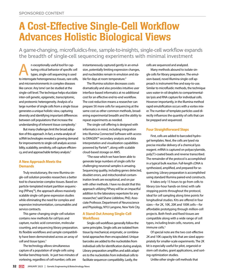 Illumina Single-Cell Solution for Gene Expression Studies