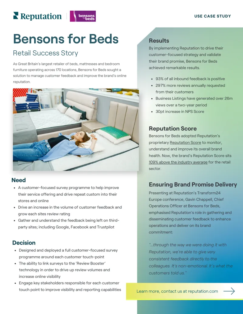 Bensons for Beds Customer Feedback Management Case Study