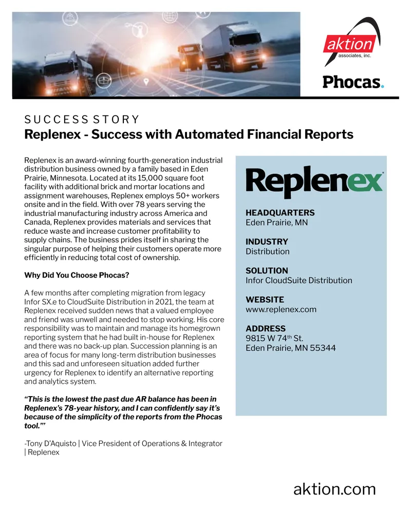 Replenex Success with Automated Financial Reporting