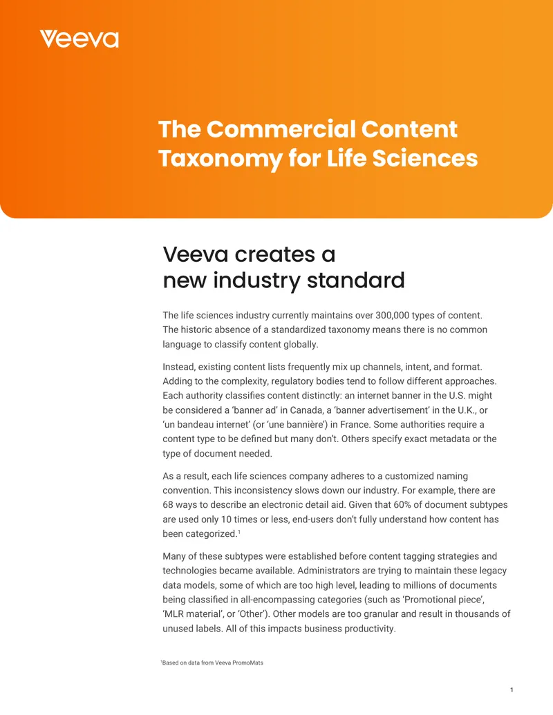 Commercial Content Taxonomy for Life Sciences