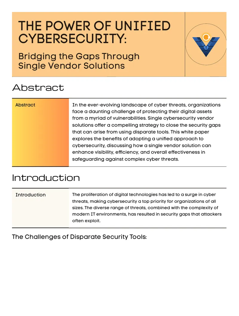 Unified Cybersecurity Vendor Solutions Overview