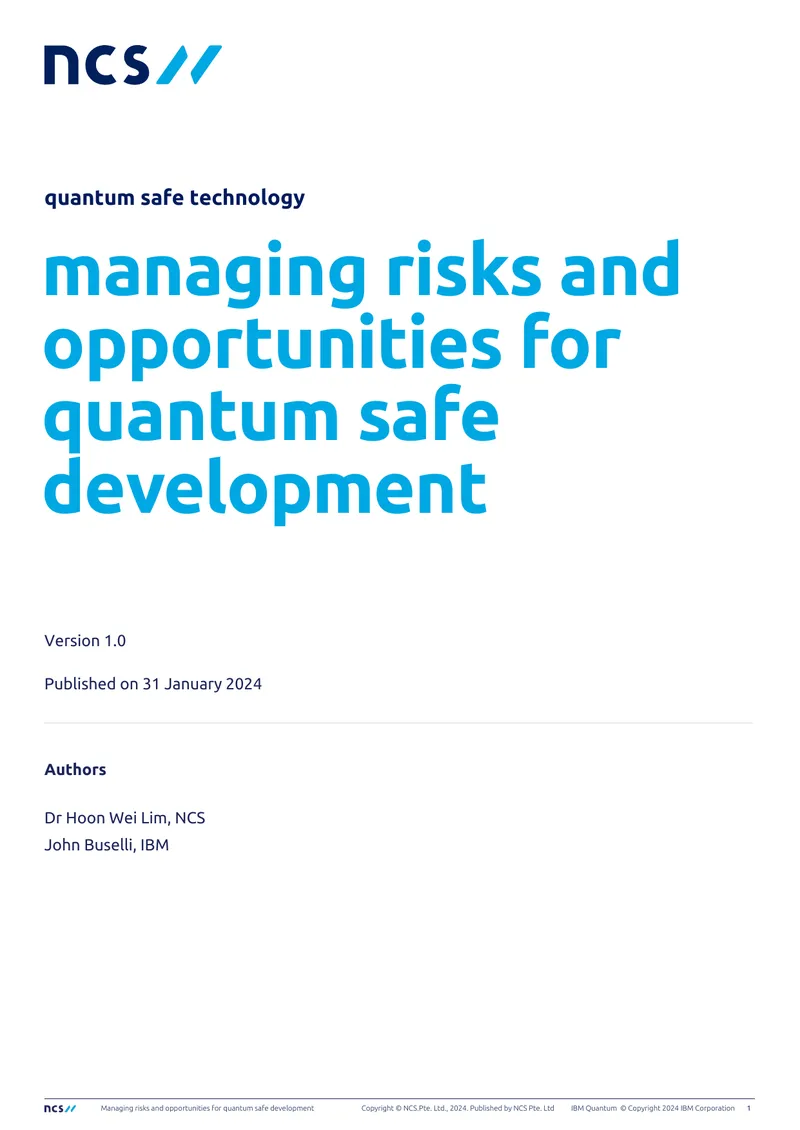 Managing Risks and Opportunities for Quantum Safe Development