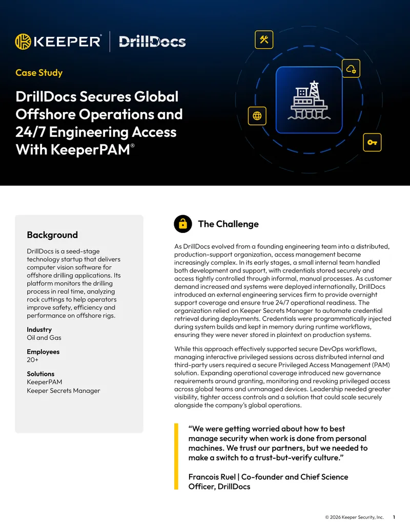 DrillDocs Implements KeeperPAM for Secure Access Management