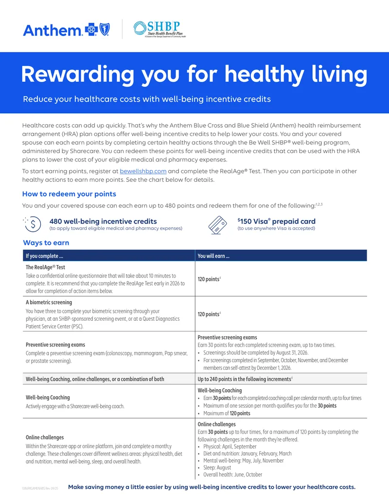 Well-Being Incentive Credits for Healthcare Costs