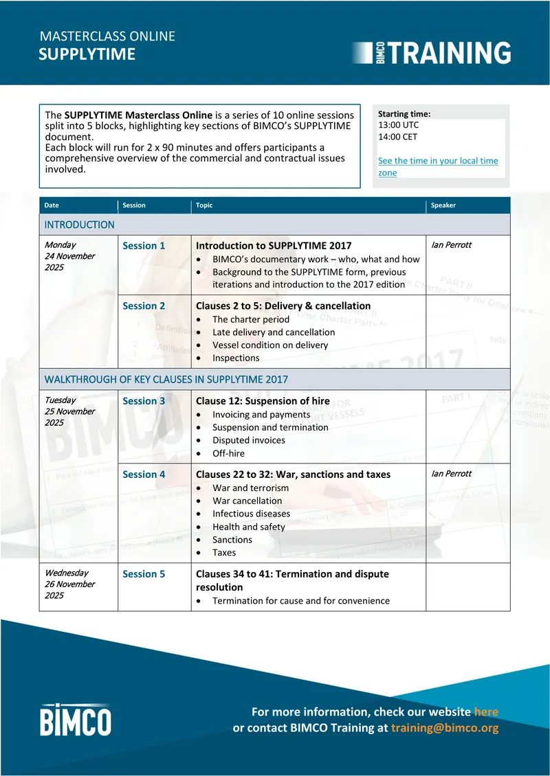 SUPPLYTIME Masterclass Online Training Sessions