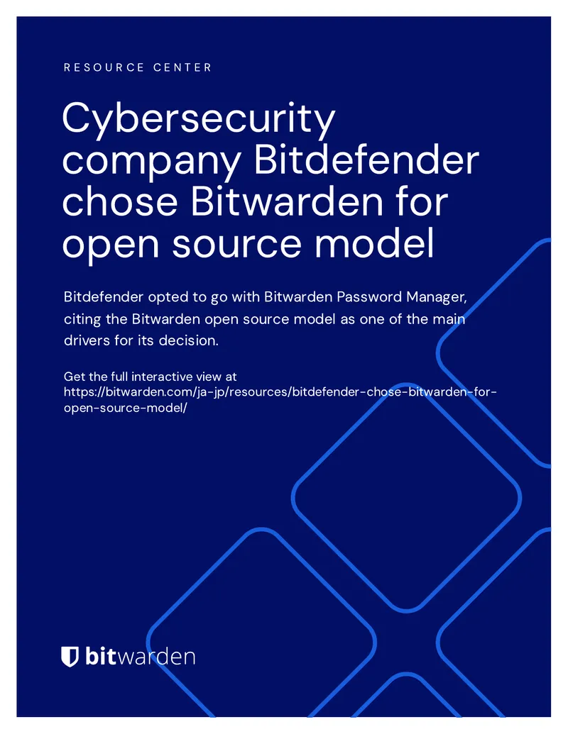 Bitdefender Selection of Bitwarden for Password Management
