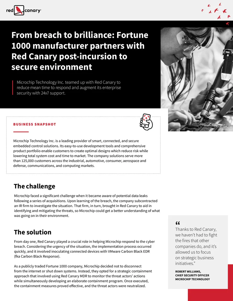 Microchip Technology Cybersecurity Partnership with Red Canary