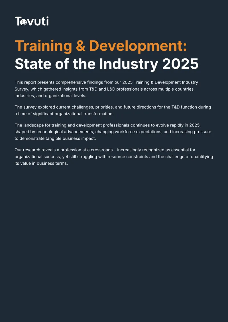 Training and Development Industry Survey Findings 2025