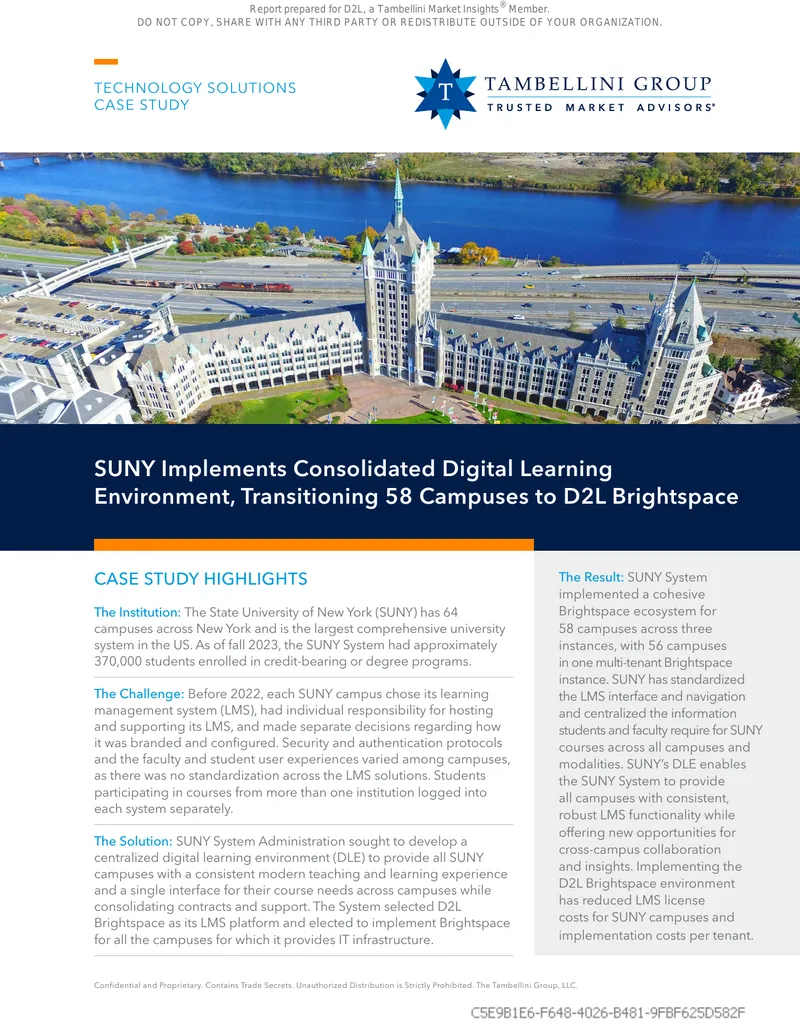 SUNY System Digital Learning Environment Case Study