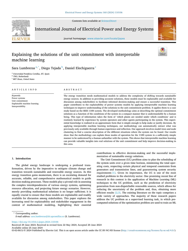 Interpretable Machine Learning for Unit Commitment Solutions