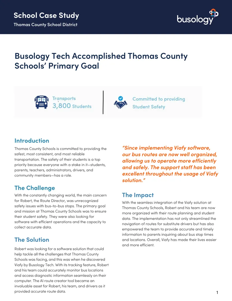Thomas County Schools Transportation Case Study