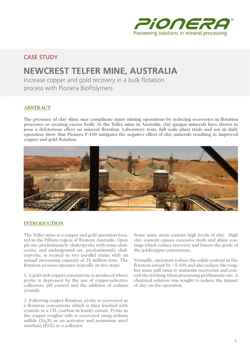 Improving Copper and Gold Recovery at Telfer Mine
