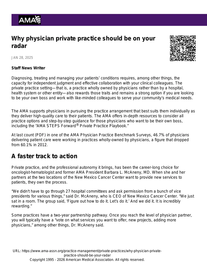 Importance of Physician Private Practice Considerations