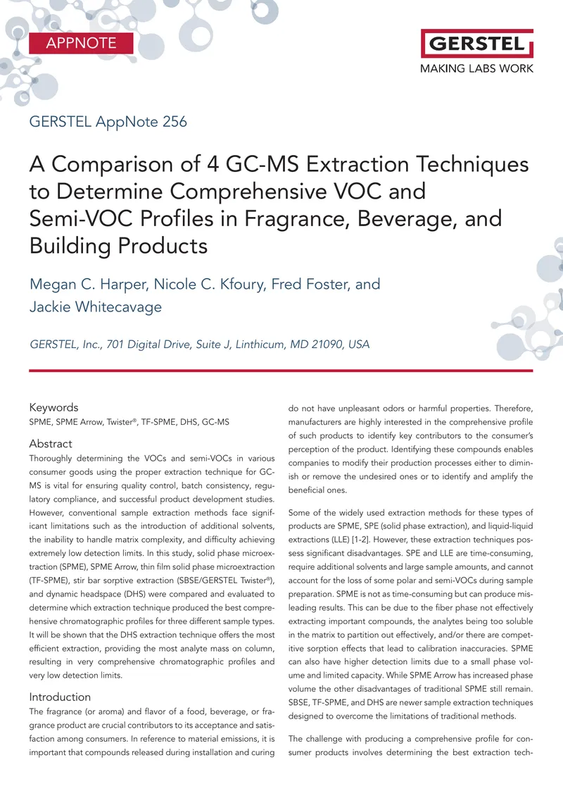Comparison of GC-MS Extraction Techniques for VOC Analysis