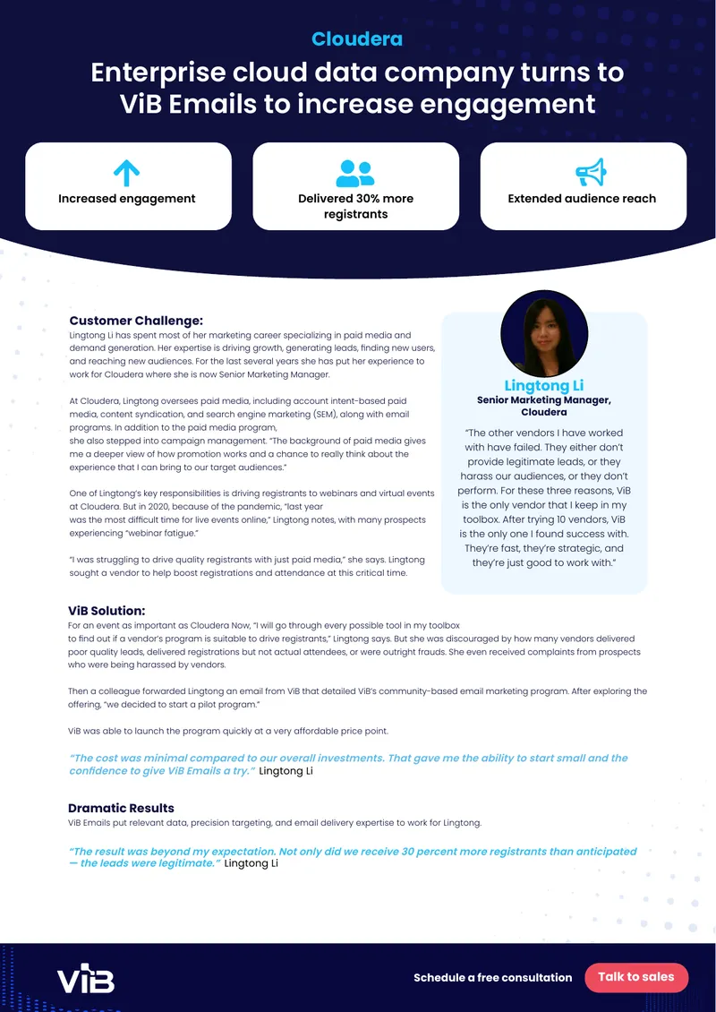 Cloudera Engagement Strategy Using ViB Emails