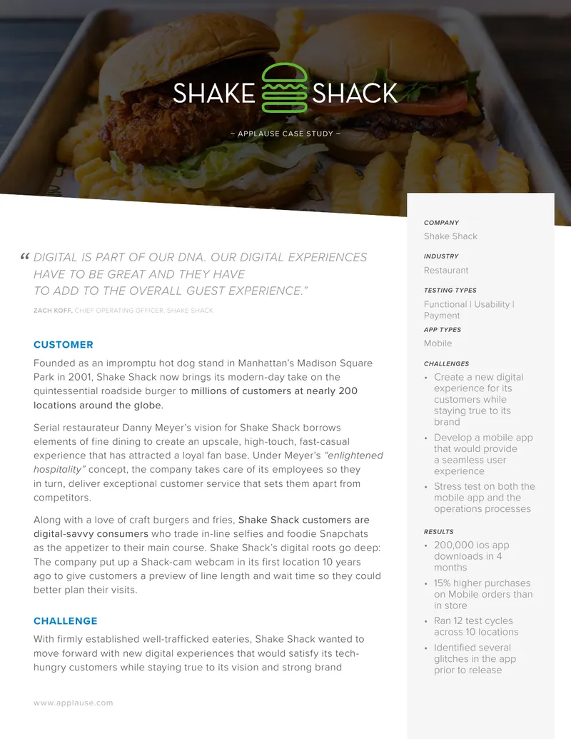 Shake Shack Mobile App Testing Case Study