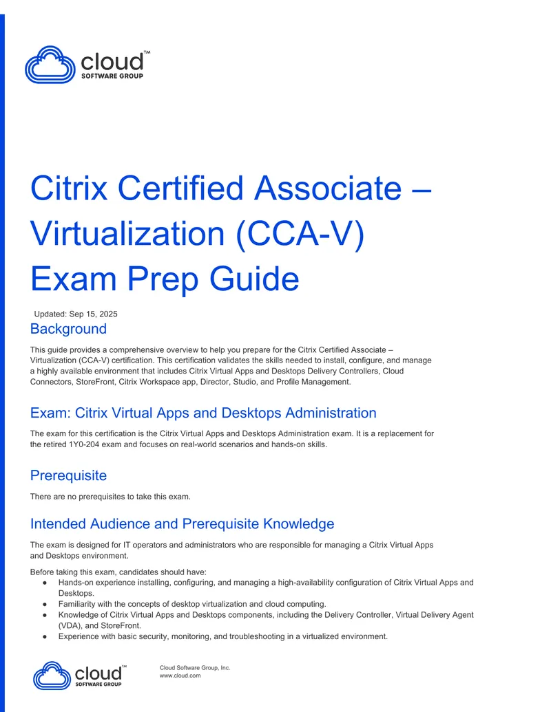 Citrix Certified Associate Virtualization Exam Prep Guide
