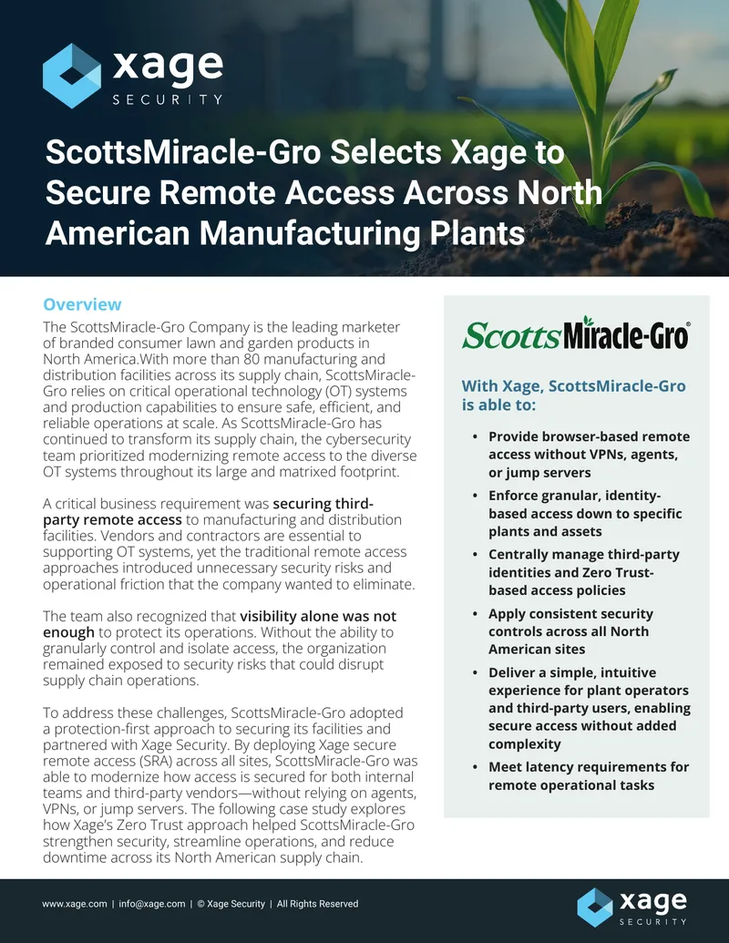 ScottsMiracle-Gro Implements Xage Secure Remote Access