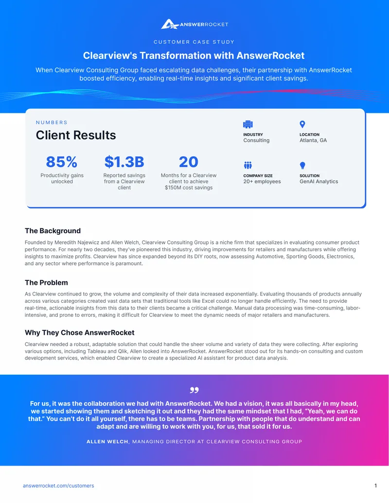 Clearview Consulting Group Case Study on AnswerRocket