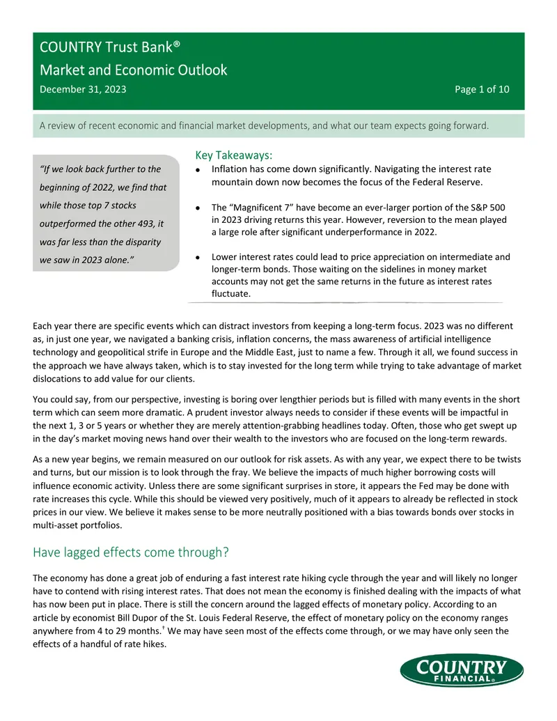 Economic and Financial Market Developments in 2023